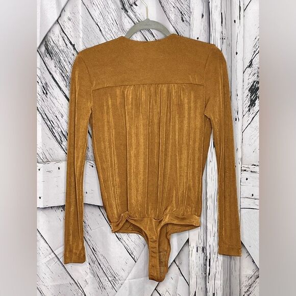 Free People Intimates Long Sleeve Plunge Turnt Bodysuit S - Picture 3 of 9